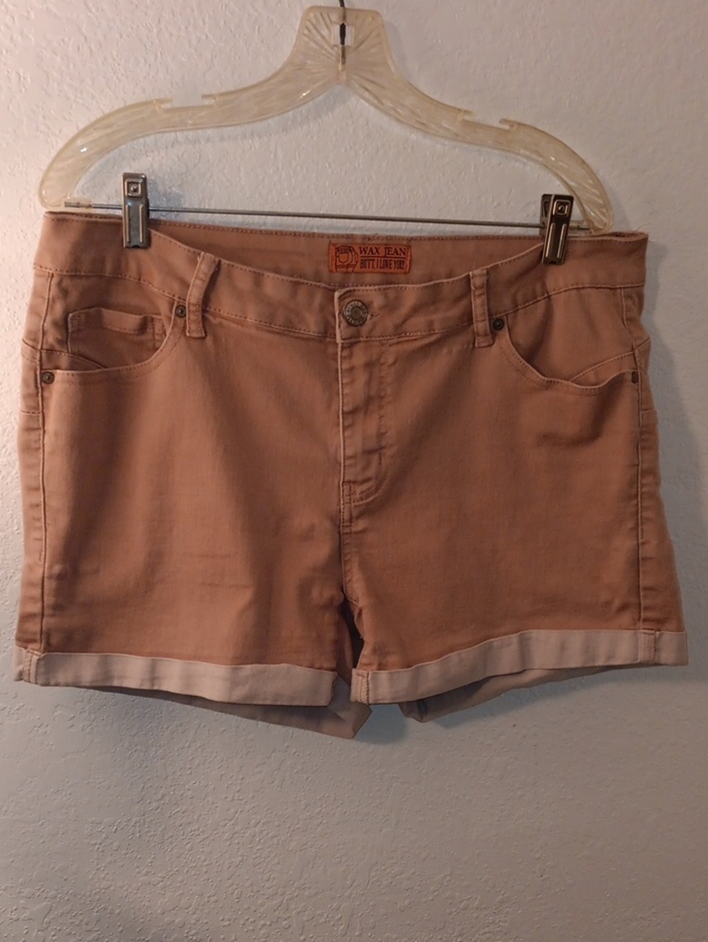 Wax Jean Women's Light Terracotta Rolled Hem Shorts. Very Stretchy